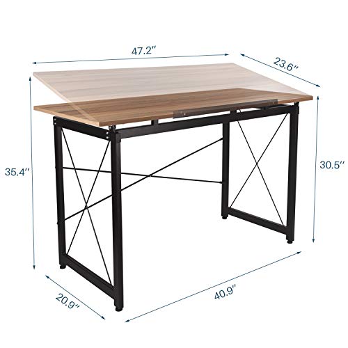 Tiltable Drawing Desk Drafting Table 47x 24， Wood Surface Craft...