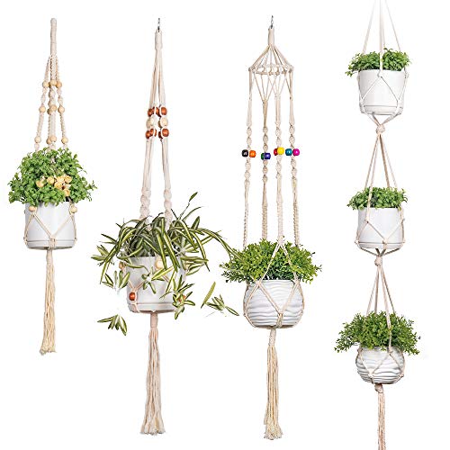 Macrame Plant Hangers Holder Outdoor - Large Indoor Wall Hanging P...
