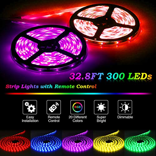 LED Strip Lights, Elfeland 32.8FT/10M 300LEDs SMD5050 RGB Light St...