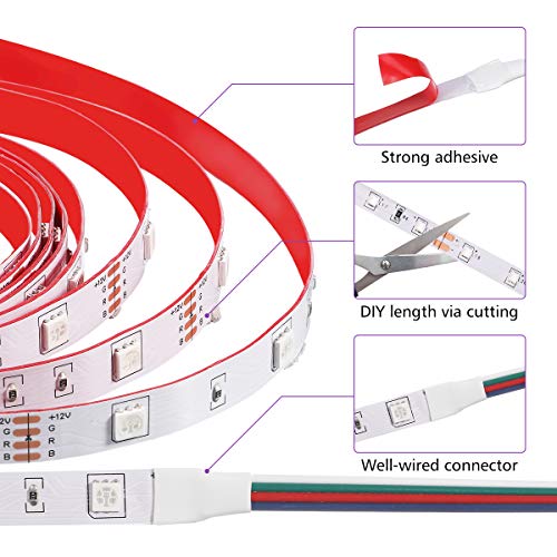 LED Strip Lights, Elfeland 39.3FT/12M 5050 RGB Light Strips Color ...