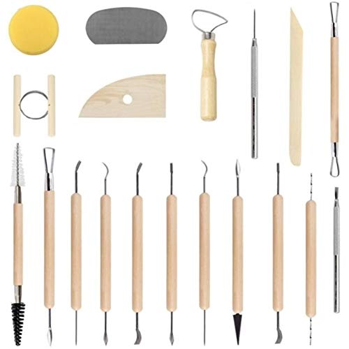 Pottery Tools,19 Pcs Ceramic Pottery Clay Ribbon Sculpting Tool Ki...
