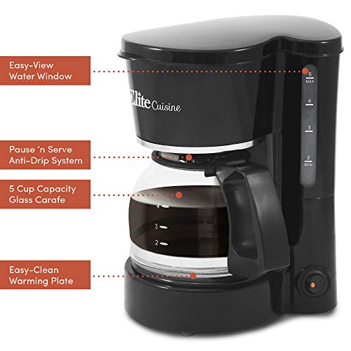 Elite Gourmet EHC-5055 Automatic Brew & Drip Coffee Maker with Pau...