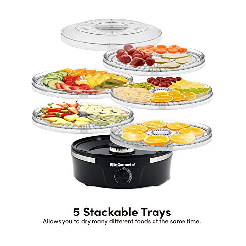 Elite Gourmet Food Dehydrator, 5 BPA-Free 11.4 Trays, Adjustable ...