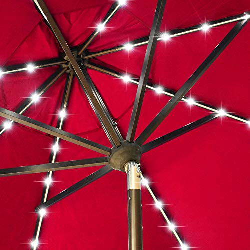 EliteShade Sunbrella Solar 9ft 3 Tiers Market Umbrella with 80 LED...