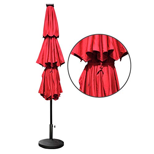 EliteShade Sunbrella Solar 9ft 3 Tiers Market Umbrella with 80 LED...