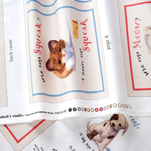 Elizabeth Studios Animal Friends Soft Book Panel Cream Fabric