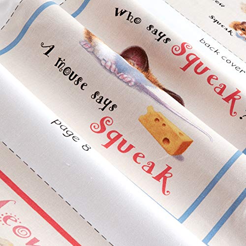 Elizabeth Studios Animal Friends Soft Book Panel Cream Fabric