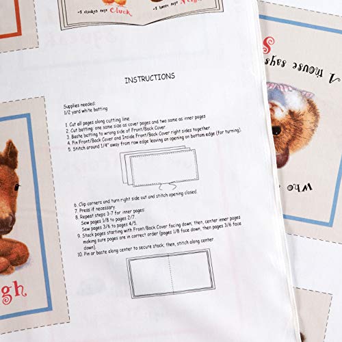 Elizabeth Studios Animal Friends Soft Book Panel Cream Fabric