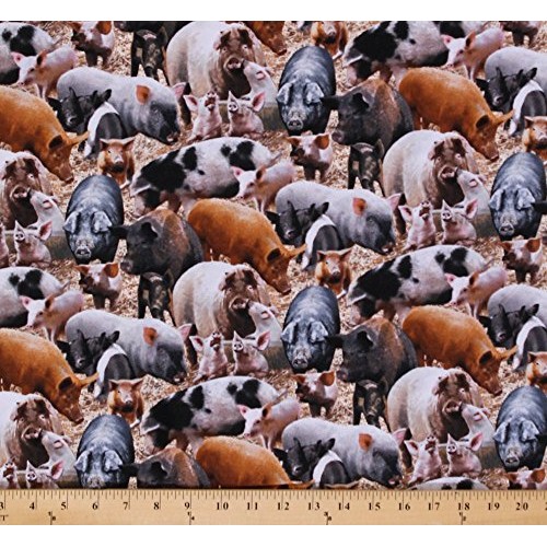 Elizabeth Studios Cotton Farm Animals Pigs Pig Sow Piglet Cotton F...