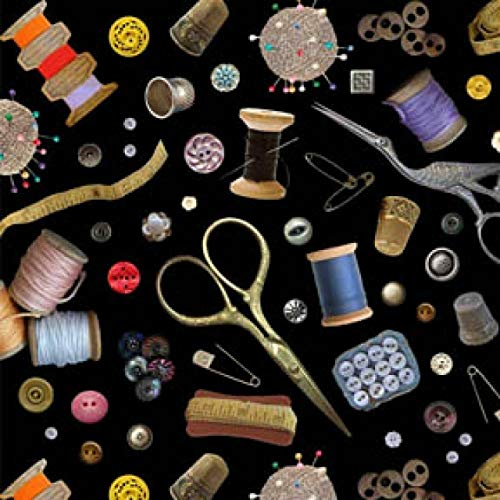 A Stitch in Time~ Sewing Notions Cotton Fabric by Elizabeths Studio