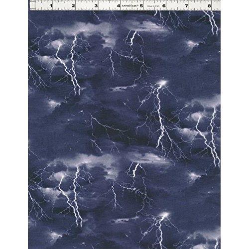 Cotton Landscape Medley Thunder Storm Lightning Bolts Storm Chaser...
