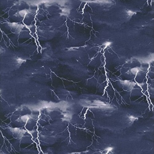 Cotton Landscape Medley Thunder Storm Lightning Bolts Storm Chaser...