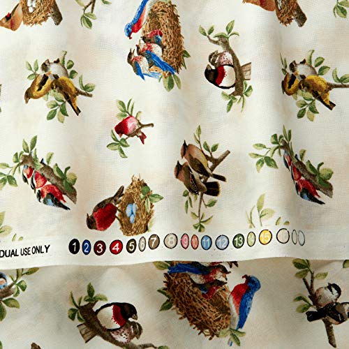 Elizabeths Studio Beautiful Birds All Over Cream Fabric by The Yard