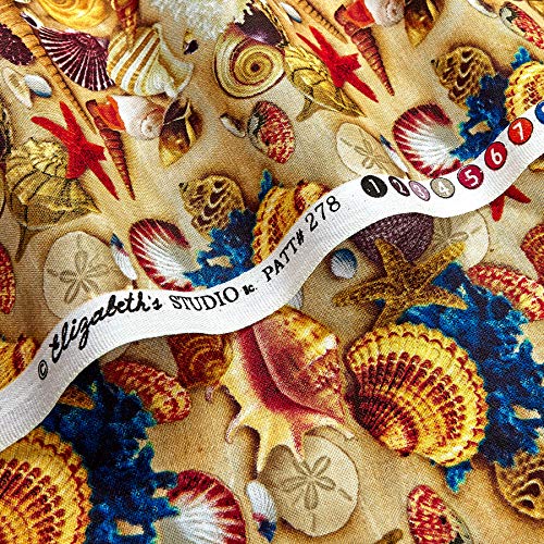 Elizabeths Studio Children Of The Sea II Shells Sand Fabric By Th...