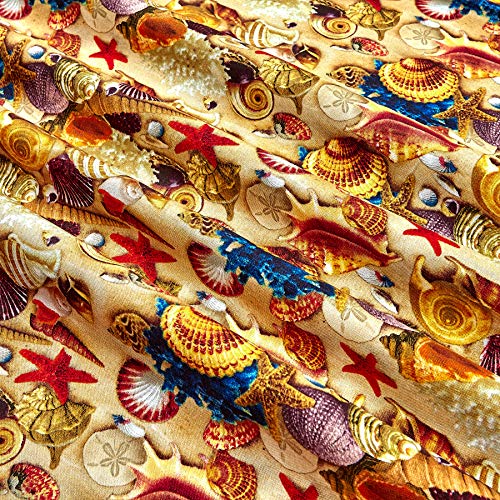 Elizabeths Studio Children Of The Sea II Shells Sand Fabric By Th...