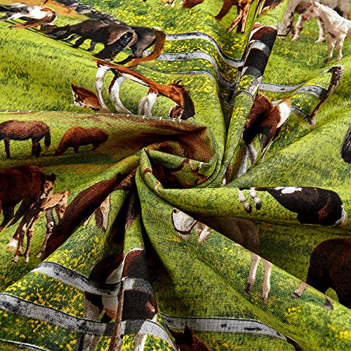 Elizabeths Studio Farm Animals 2011 Horses Green Quilt Fabric By ...