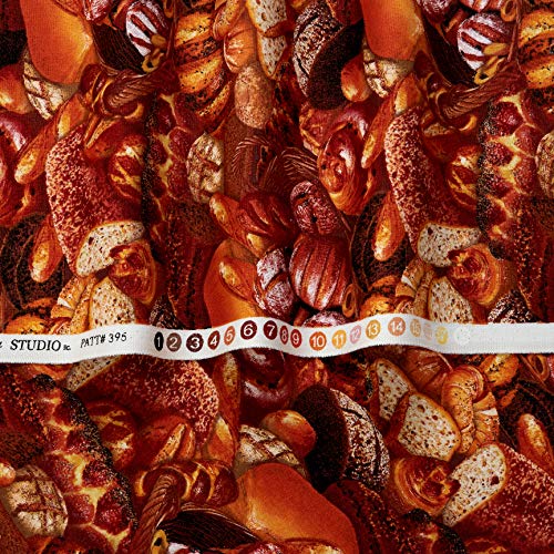 Elizabeths Studio Food Festival Mixed Breads Multi Quilt Fabric B...