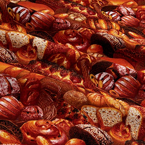Elizabeths Studio Food Festival Mixed Breads Multi Quilt Fabric B...