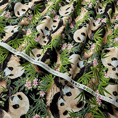 Elizabeths Studio Panda Bears Black Fabric By The Yard