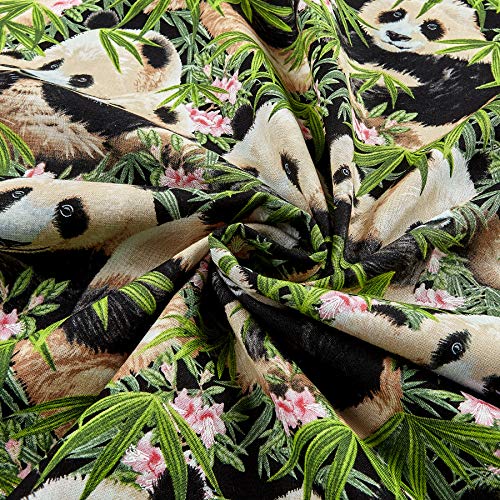Elizabeths Studio Panda Bears Black Fabric By The Yard