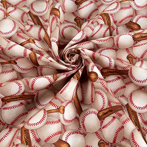 Elizabeths Studio Sports Collection Baseballs Allover White Fabri...