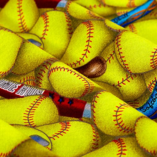 Elizabeths Studio Sports Softball Yellow Fabric By The Yard