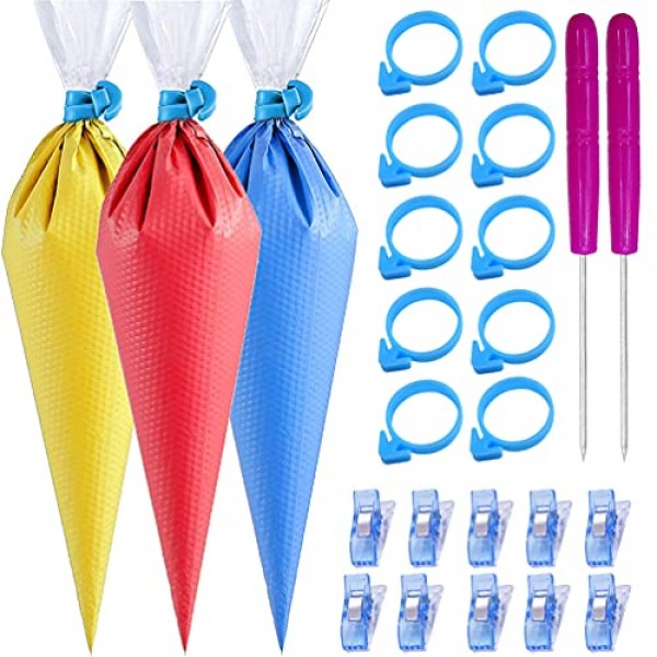 122Pieces Tipless Piping Bags - 100pcs Disposable Piping Pastry Ba...