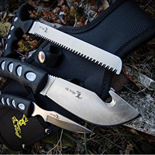 Elk Ridge - Outdoors 3-PC Hunting Knife Set - Satin Finish Stainle...