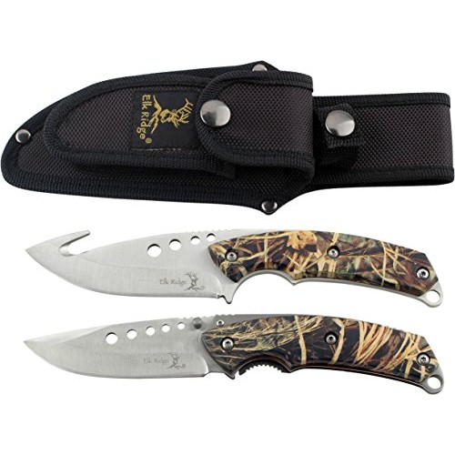 Elk Ridge - Outdoors Hunting Knife Set- 2 PC Fixed Blade and Foldi...