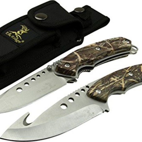 Elk Ridge - Outdoors Hunting Knife Set- 2 PC Fixed Blade and Foldi...