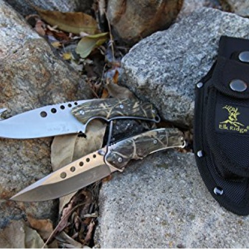 Elk Ridge - Outdoors Hunting Knife Set- 2 PC Fixed Blade and Foldi...