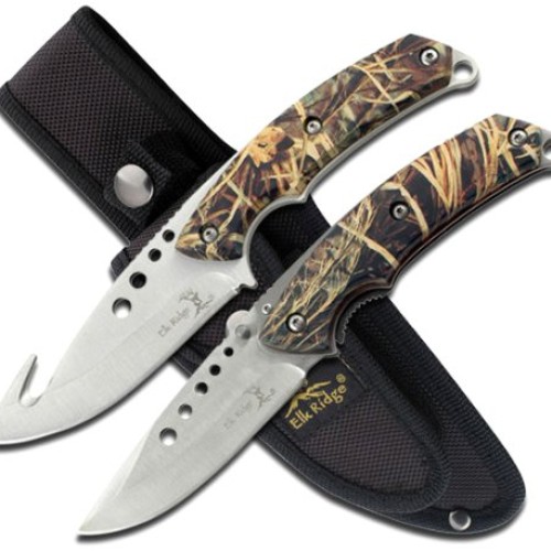 Elk Ridge - Outdoors Hunting Knife Set- 2 PC Fixed Blade and Foldi...