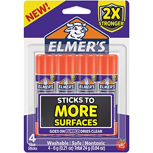 Elmer’s Extra Strength School Glue Sticks, Washable, 6 Gram, 4 Count