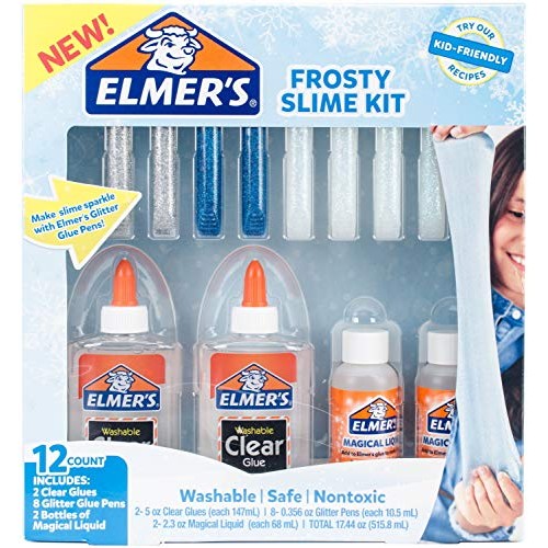 Elmer’s Glue Frosty Slime Kit, Clear School Glue, Glitter Glue Pen...