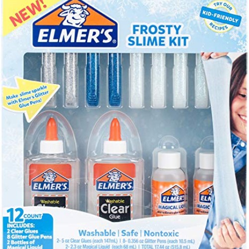 Elmer’s Glue Frosty Slime Kit, Clear School Glue, Glitter Glue Pen...