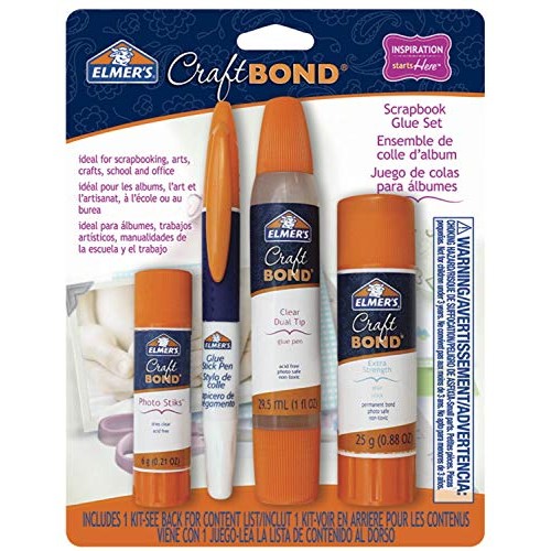 Elmers CraftBond Scrapbook Glue, 4 Piece Set, Natural