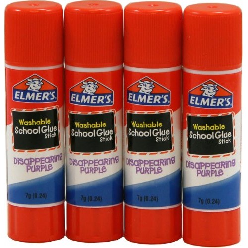 Elmers Disappearing Purple School Glue Sticks, 0.24 oz Each, 4 St...