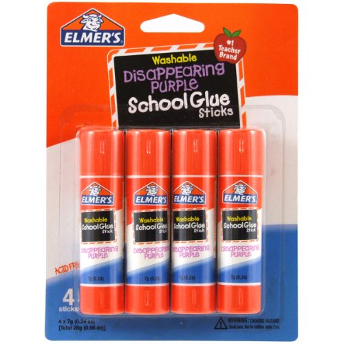 Elmers Disappearing Purple School Glue Sticks, 0.24 oz Each, 4 St...