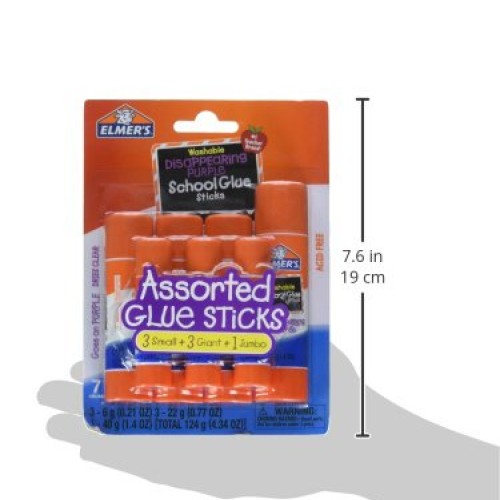 Elmers Disappearing Purple School Glue Sticks, Assorted Sizes: 3 ...