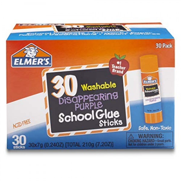 Elmers Disappearing Purple School Glue, Washable, 30 Pack, 0.24-o...