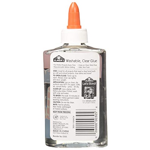 Elmers E305 Washable School Glue, 5 oz Bottle, 4 Pack, Clear