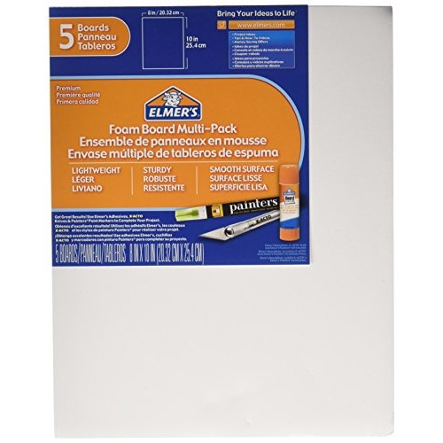 Elmers Foam Board Multi-Pack, 8 x 10 Inches, 3/16 Inch Thickness,...