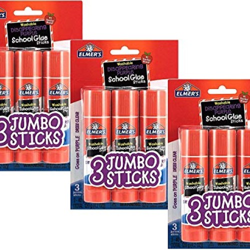 Elmers Glue Stick E579, Disappearing Purple, 3 Sticks 3 Pack