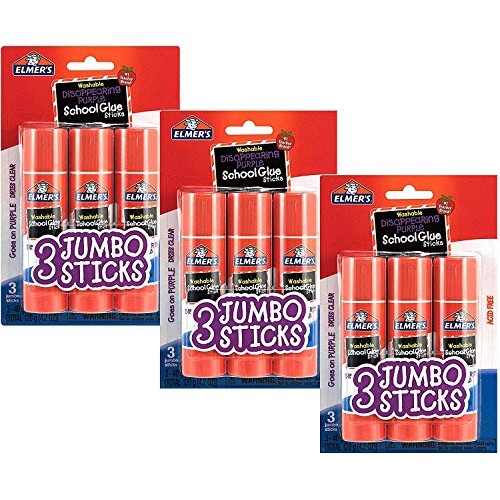 Elmers Glue Stick E579, Disappearing Purple, 3 Sticks 3 Pack