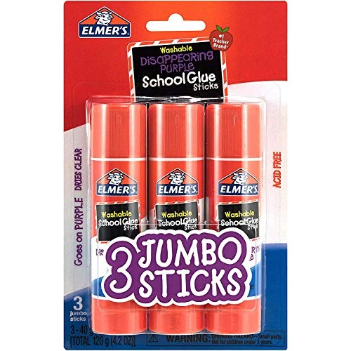 Elmers Glue Stick E579, Disappearing Purple, 3 Sticks 3 Pack
