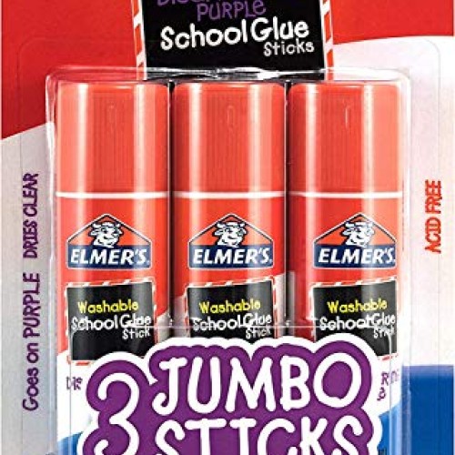 Elmers Glue Stick E579, Disappearing Purple, 3 Sticks 3 Pack