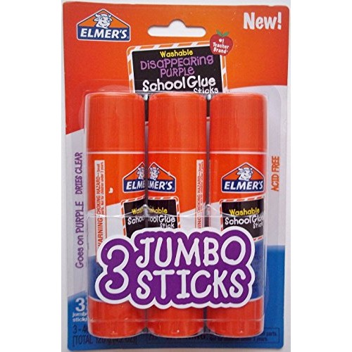 Elmers Jumbo Disappearing Purple School Glue Stick, 1.4 Ounce, 2 P...