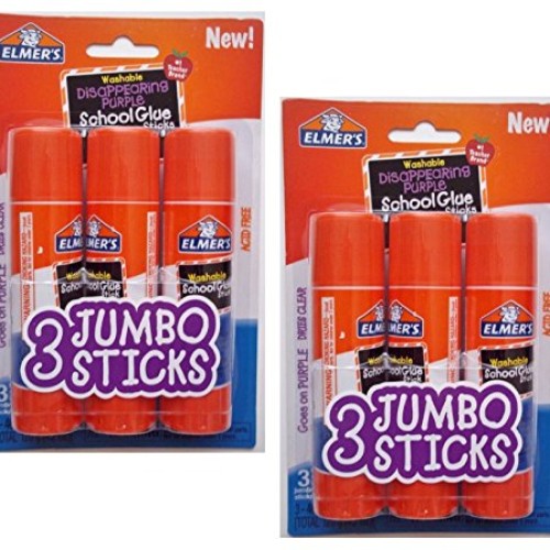 Elmers Jumbo Disappearing Purple School Glue Stick, 1.4 Ounce, 2 P...