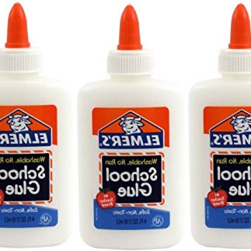 Elmers Washable No-Run School Glue, 4 oz, 3 Pack New Version