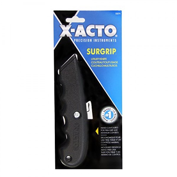 X-ACTO SurGrip Retractable Metal Utility Knife, Black X3274